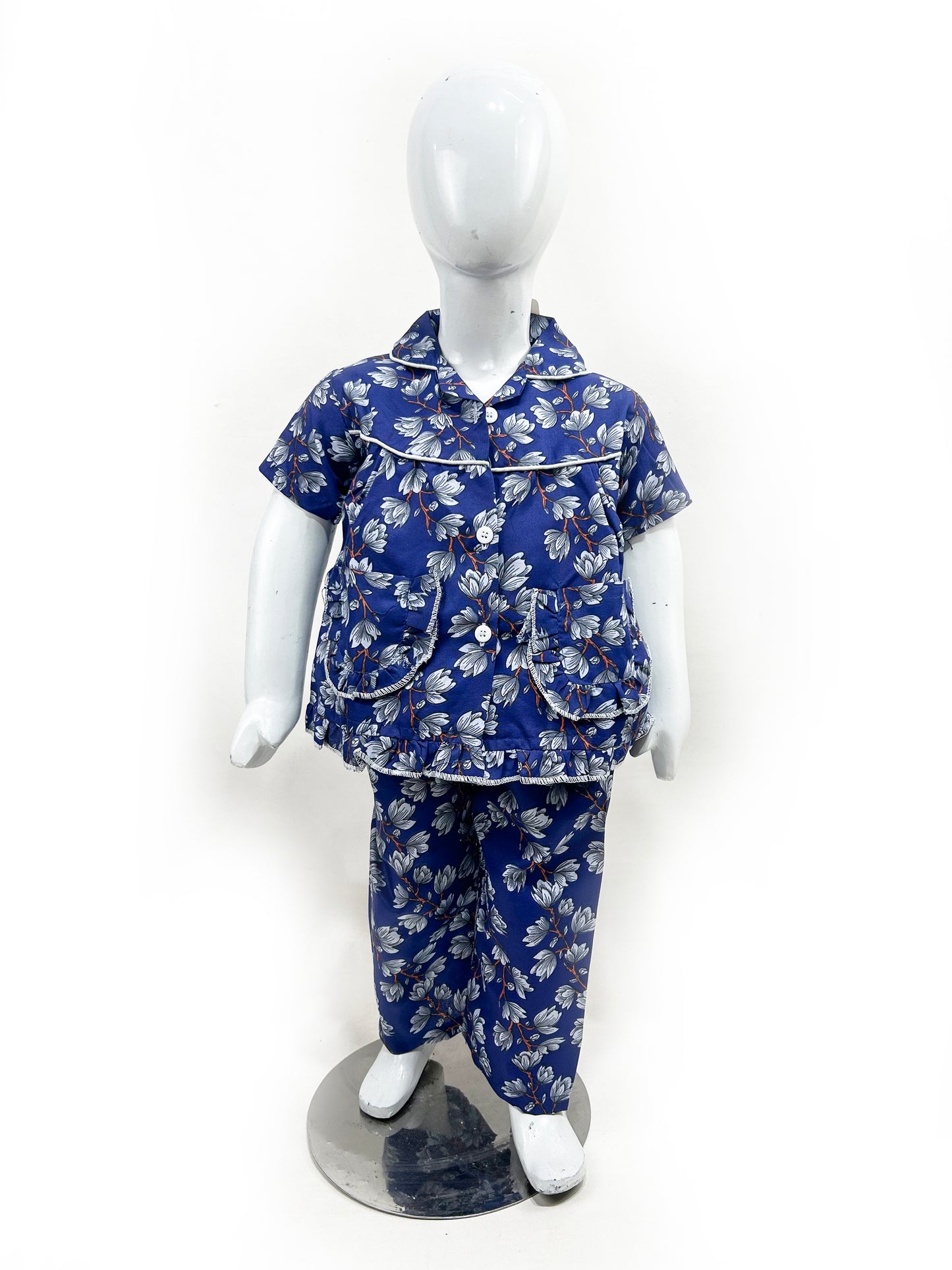 1Yrs - 5Yrs Blue Cotton Night Suit For Girls NG GNS08