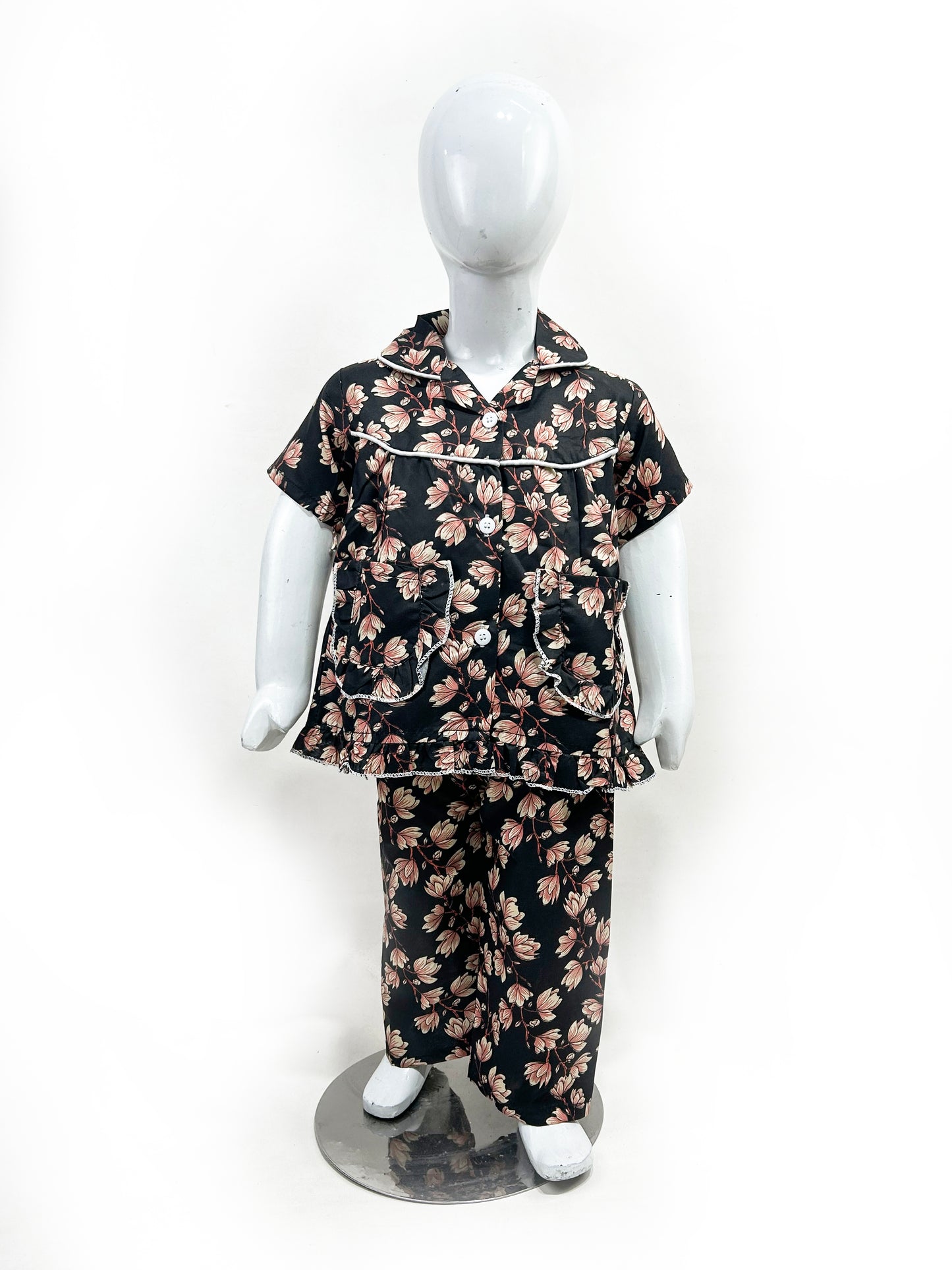 1Yrs - 5Yrs Black Cotton Night Suit For Girls NG GNS09