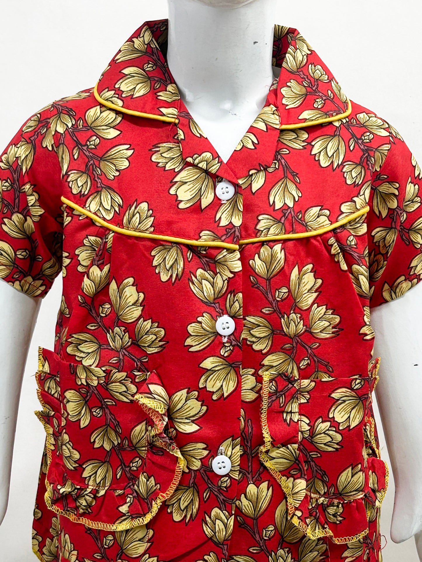 1Yrs - 5Yrs Red Cotton Night Suit For Girls NG GNS10