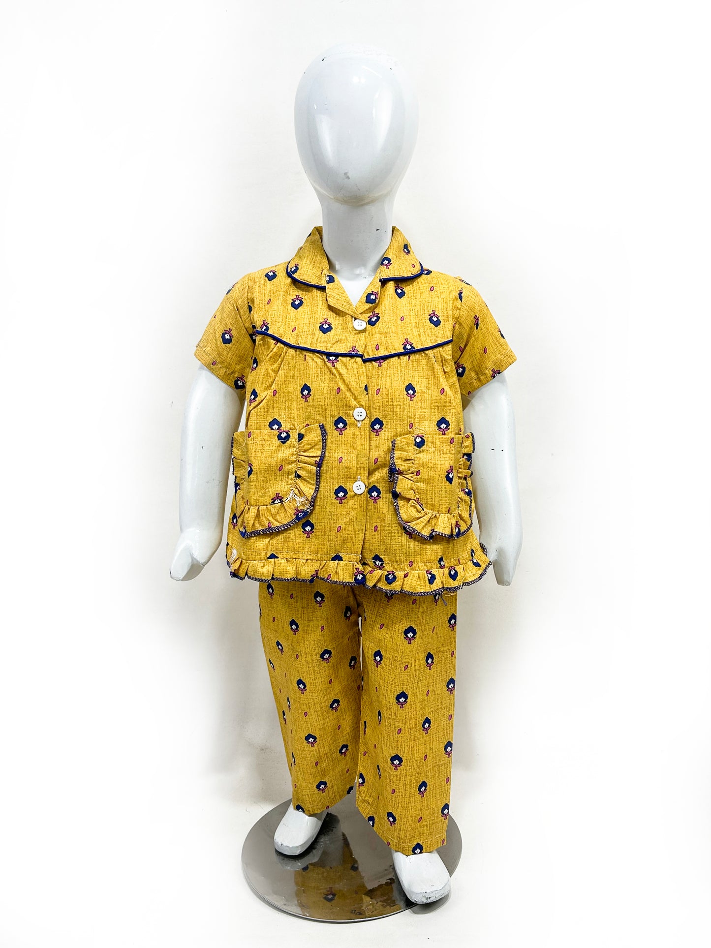 1Yrs - 5Yrs Yellow Cotton Night Suit For Girls NG GNS12