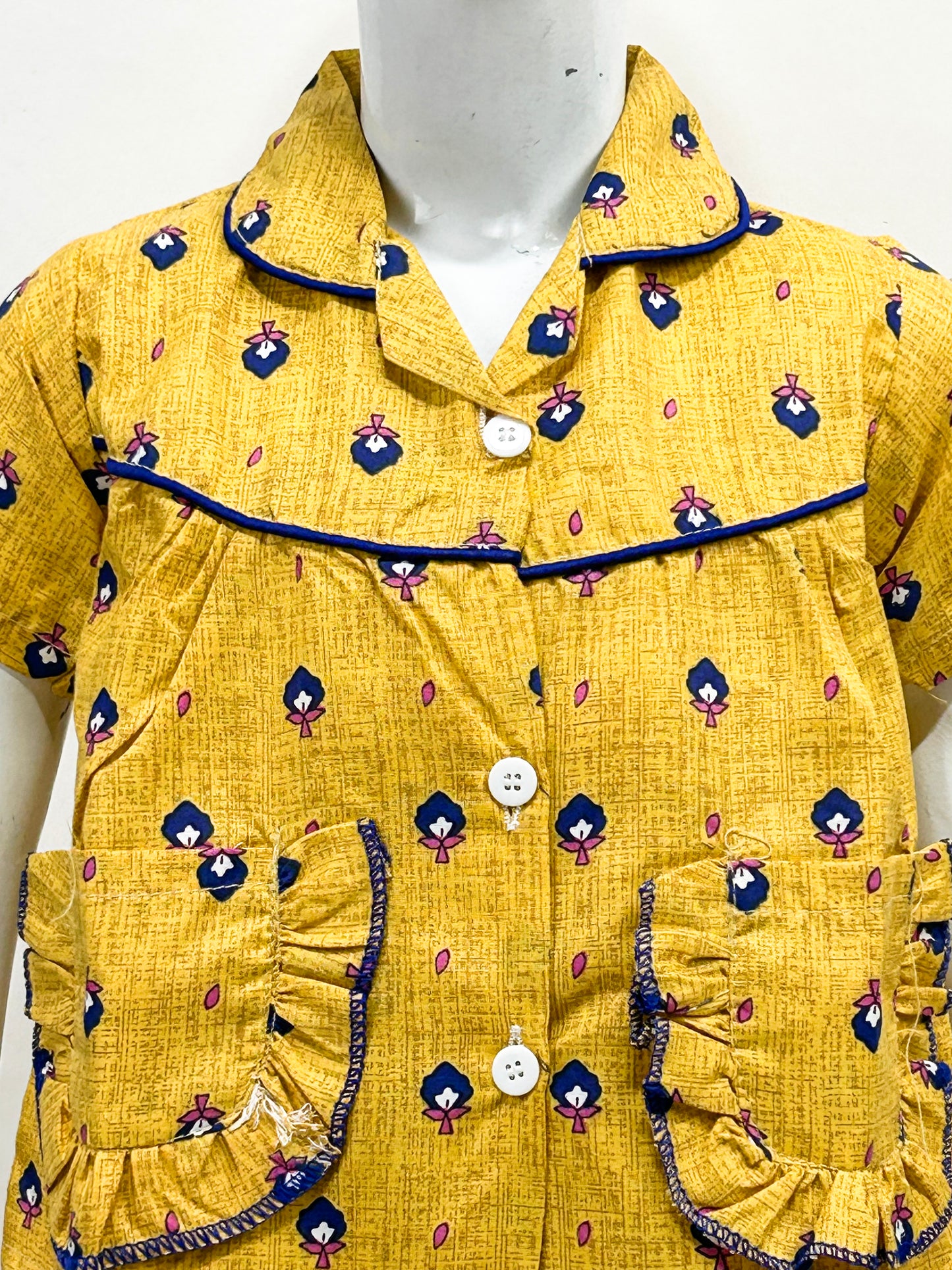 1Yrs - 5Yrs Yellow Cotton Night Suit For Girls NG GNS12