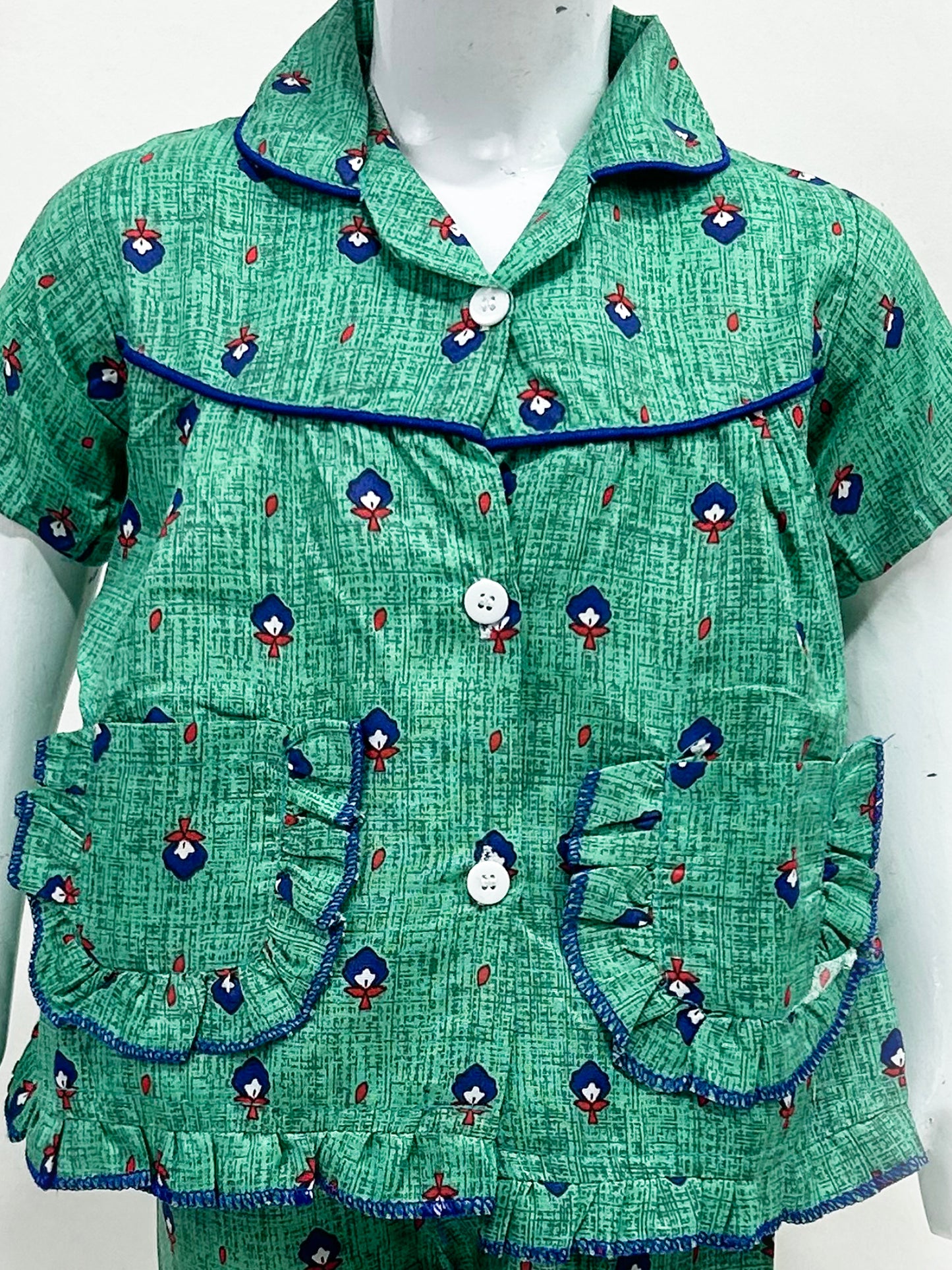 1Yrs - 5Yrs Green Cotton Night Suit For Girls NG GNS14