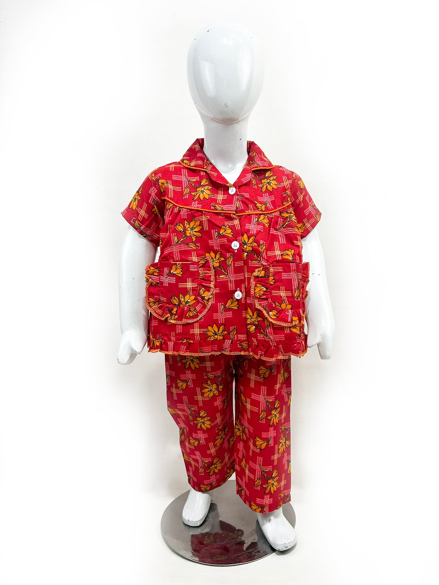 1Yrs - 5Yrs Red Cotton Night Suit For Girls NG GNS16