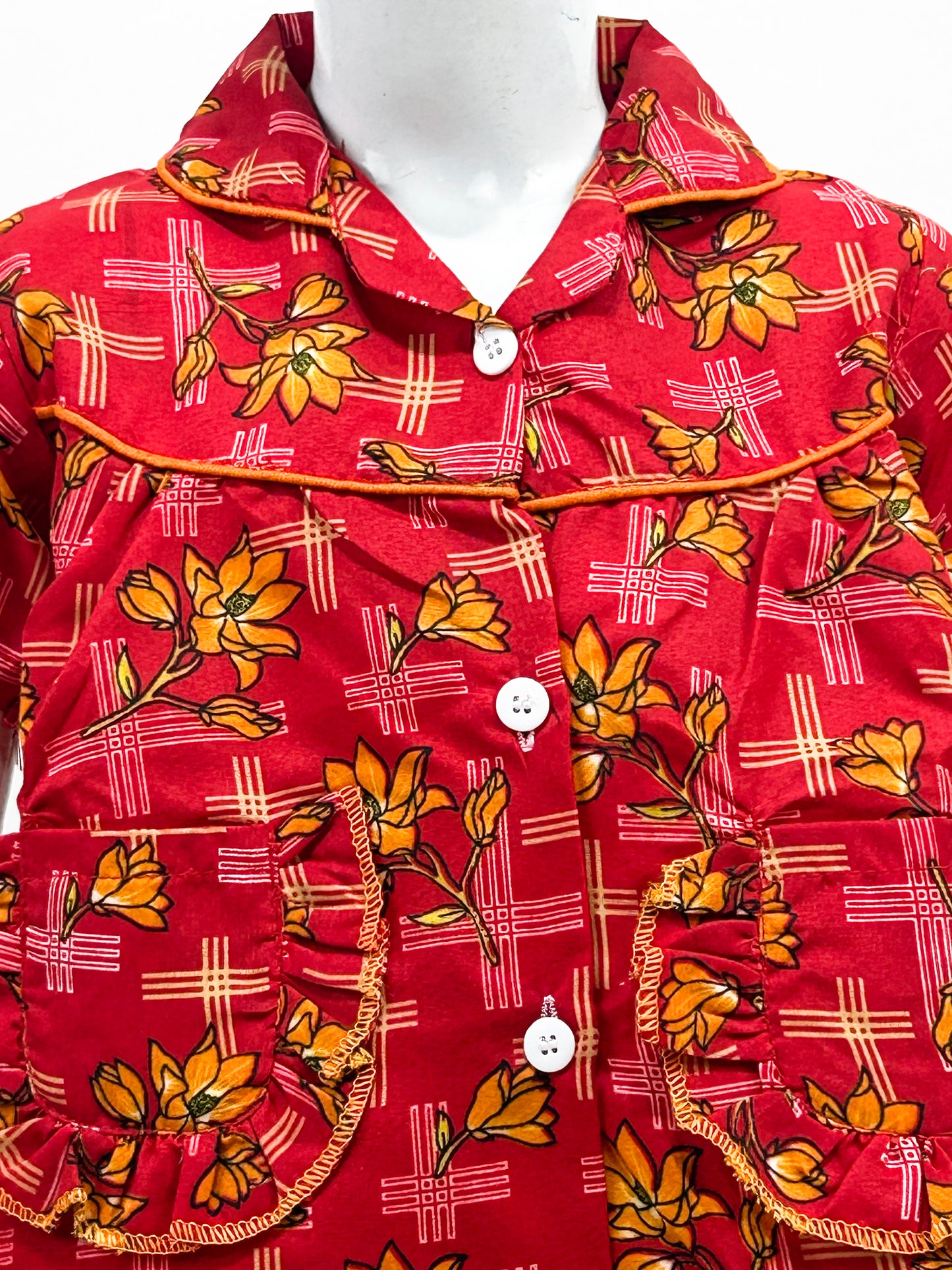 1Yrs - 5Yrs Red Cotton Night Suit For Girls NG GNS16