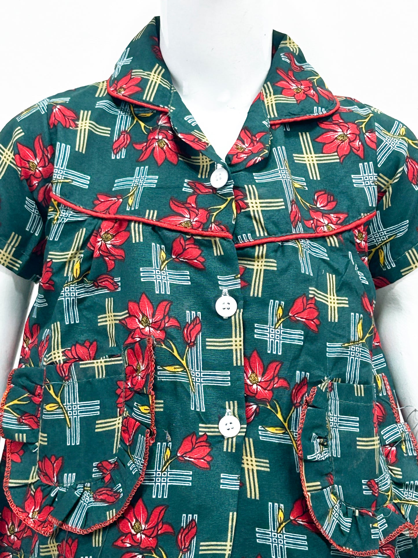 1Yrs - 5Yrs Green Cotton Night Suit For Girls NG GNS17