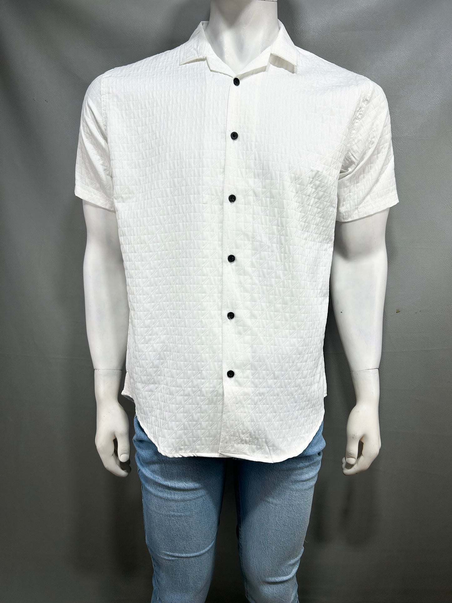 White Half Sleeve Casual Shirt For Men MCS53