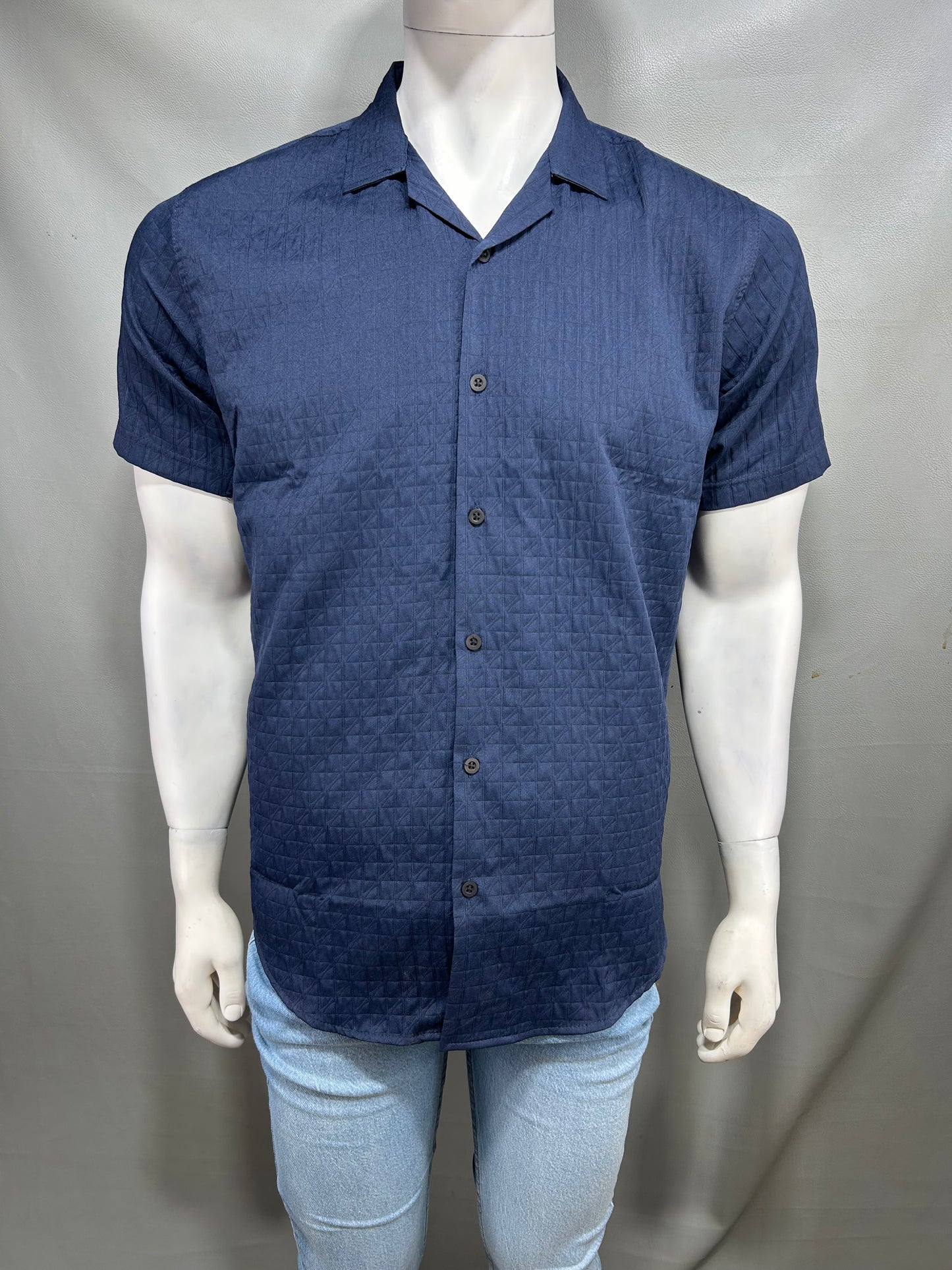 Navy Blue Half Sleeve Casual Shirt For Men MCS54