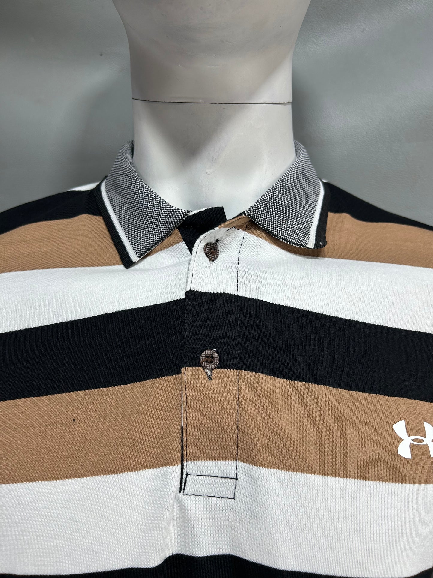 Brown Striped Polo T-Shirt For Men MTS274
