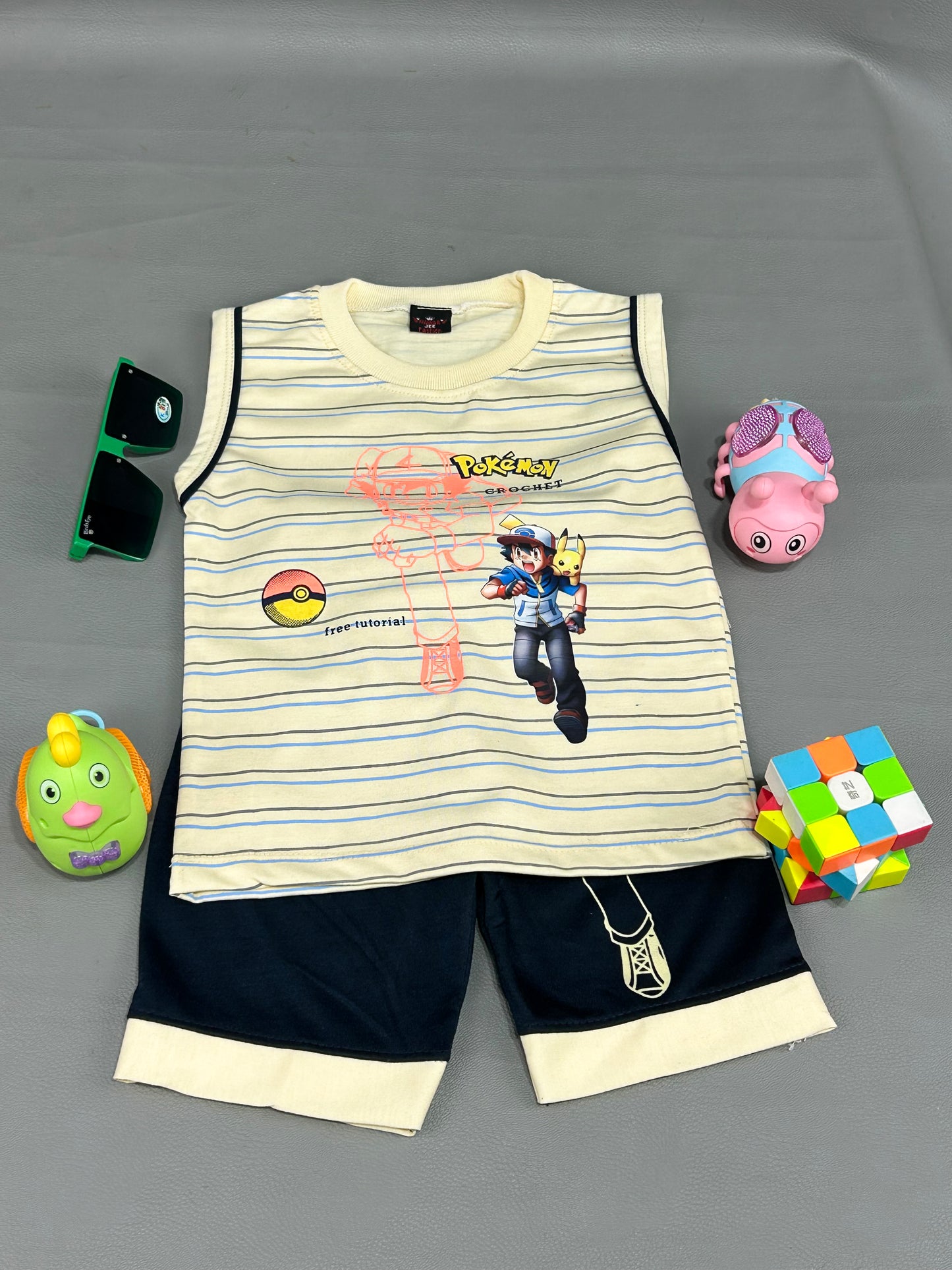 1Yr - 4Yrs Pokemon Beige Sando Suit For Kids NW BS368