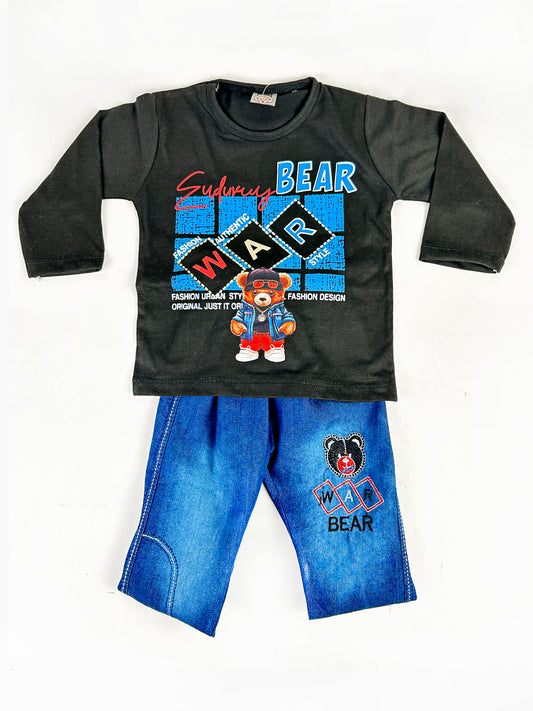 1Yr - 4Yrs Kids Suit Printed Cool Bear Black RZ BS432