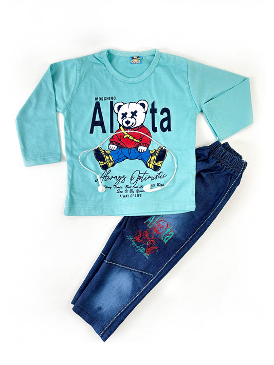 1Yr - 4Yrs Kids Suit Printed Alta Bear Ferozi RZ BS429