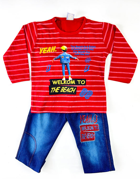 1Yr - 4Yrs Kids Suit Printed Cool Boy Red RZ BS438