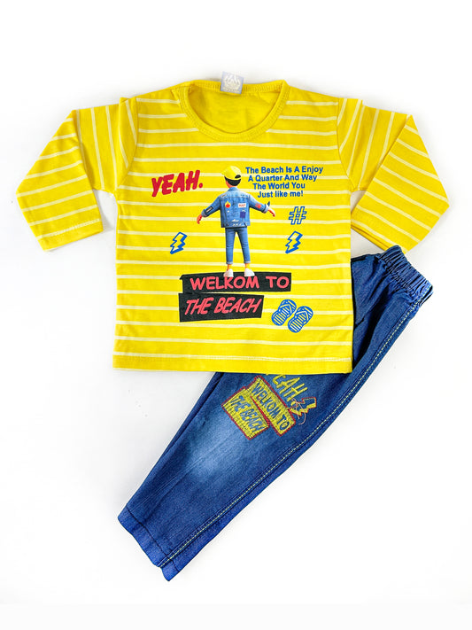 1Yr - 4Yrs Kids Suit Printed Cool Boy Yellow RZ BS439