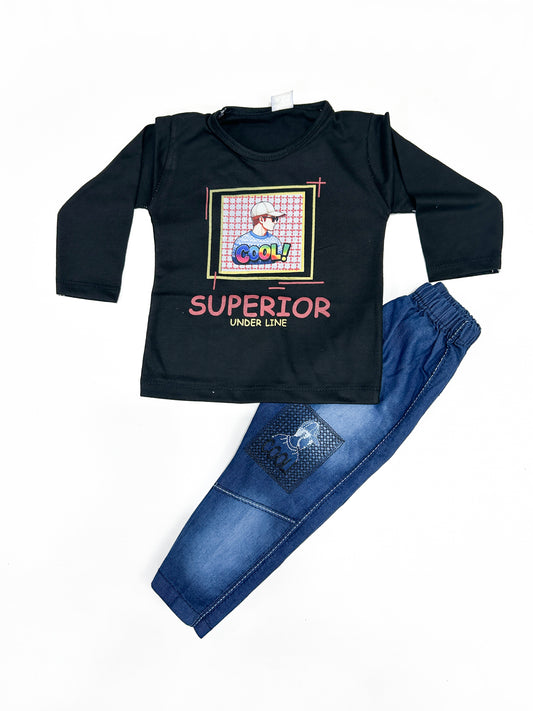 1Yr - 4Yrs Kids Suit Printed Superior Black RZ BS443