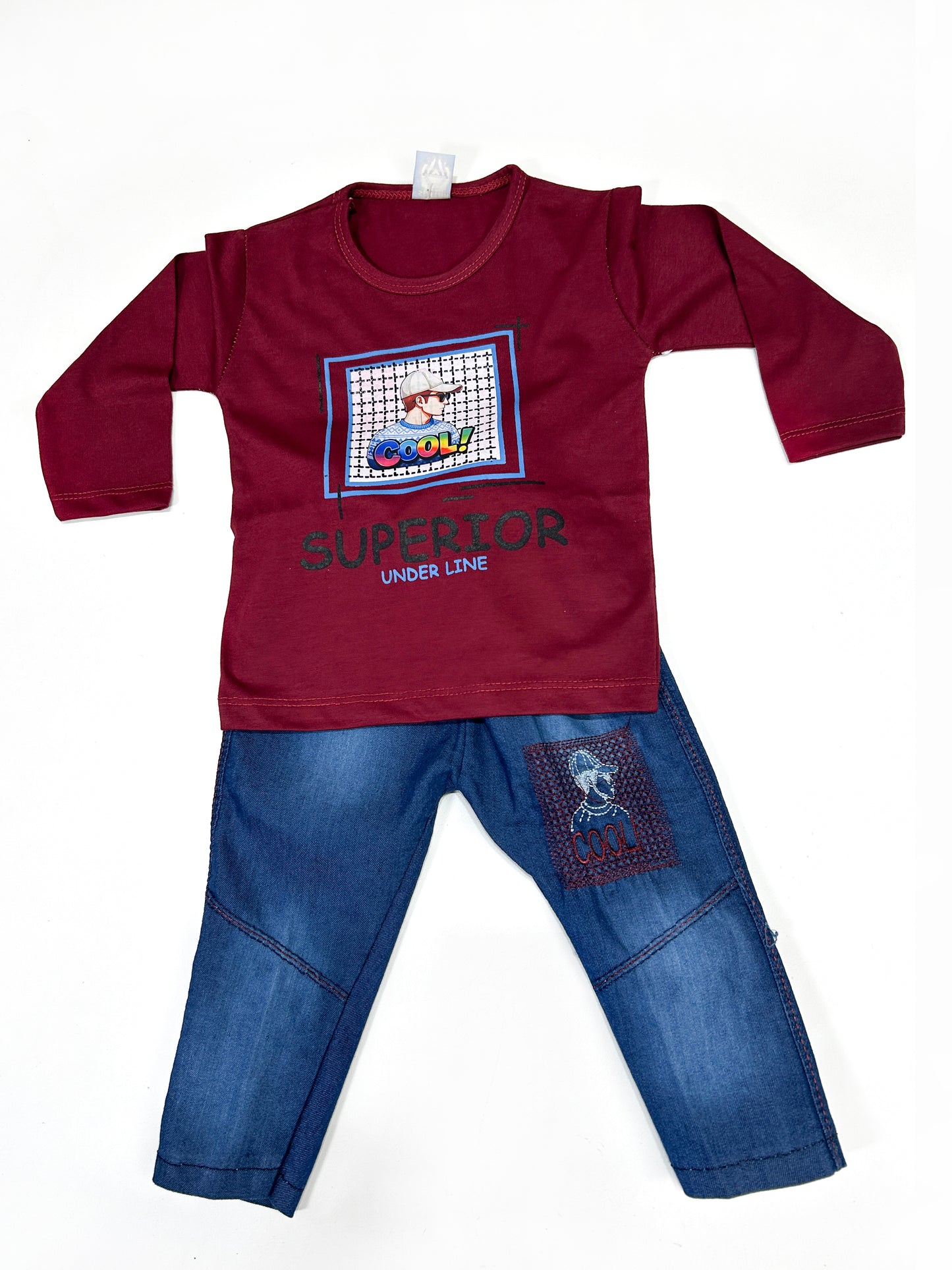 1Yr - 4Yrs Kids Suit Printed Superior Maroon RZ BS444