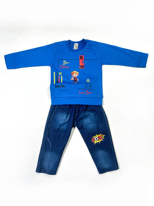 1Yr - 4Yrs Kids Suit Printed Football Boy Blue RZ BS468