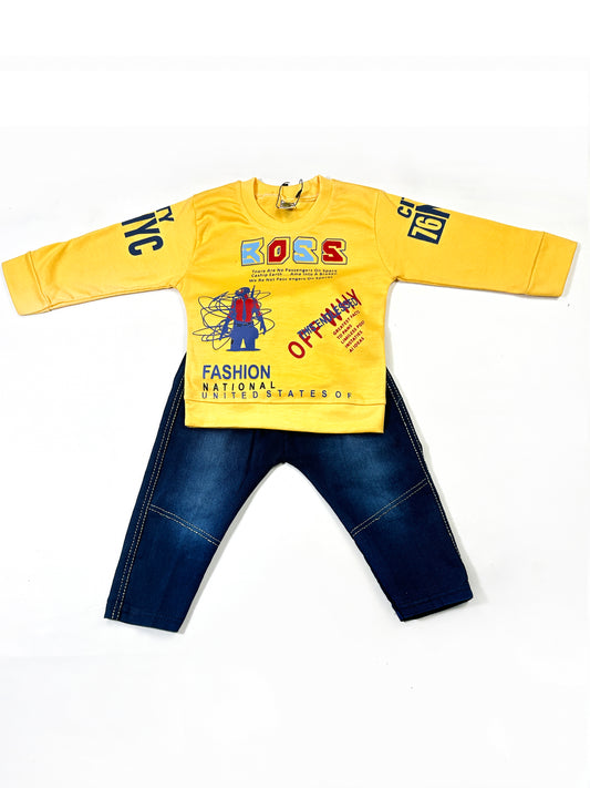 1Yr - 4Yrs Kids Suit Printed Boss Yellow RZ BS448