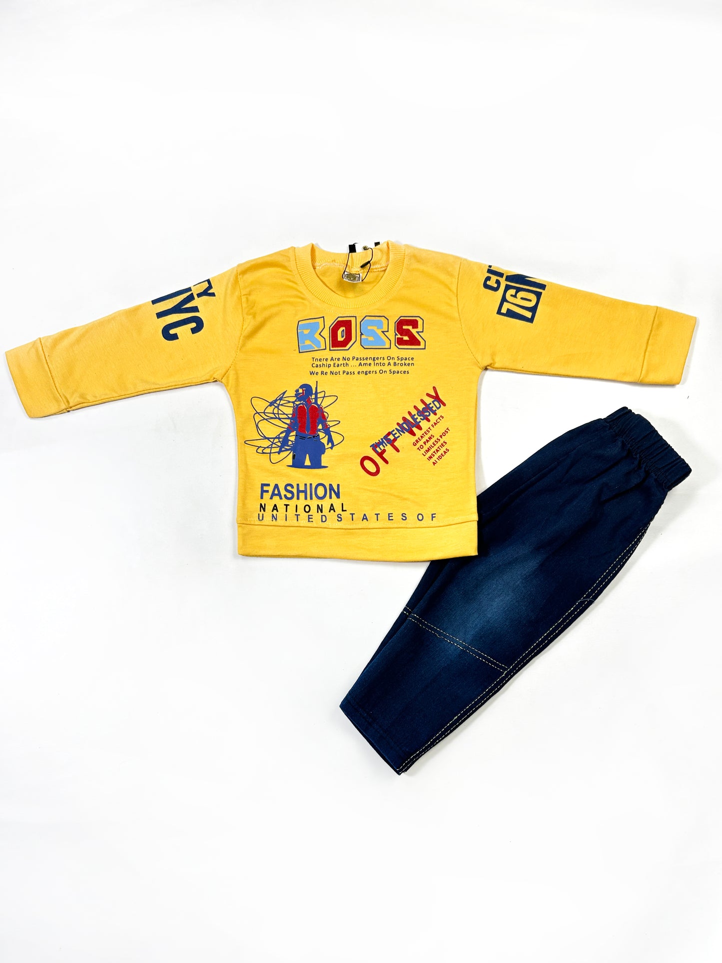 1Yr - 4Yrs Kids Suit Printed Boss Yellow RZ BS448