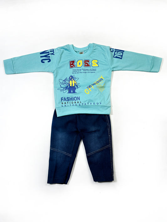 1Yr - 4Yrs Kids Suit Printed Boss Ferozi RZ BS449