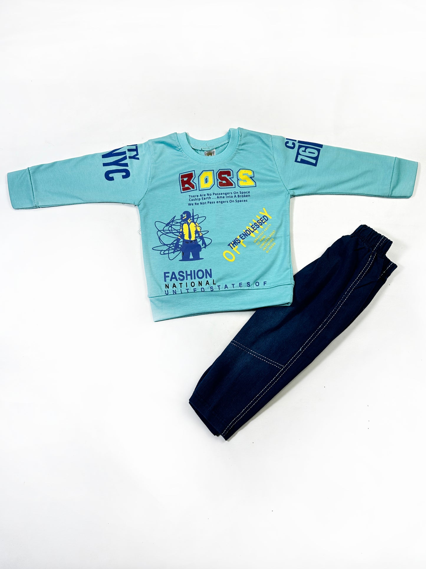 1Yr - 4Yrs Kids Suit Printed Boss Ferozi RZ BS449