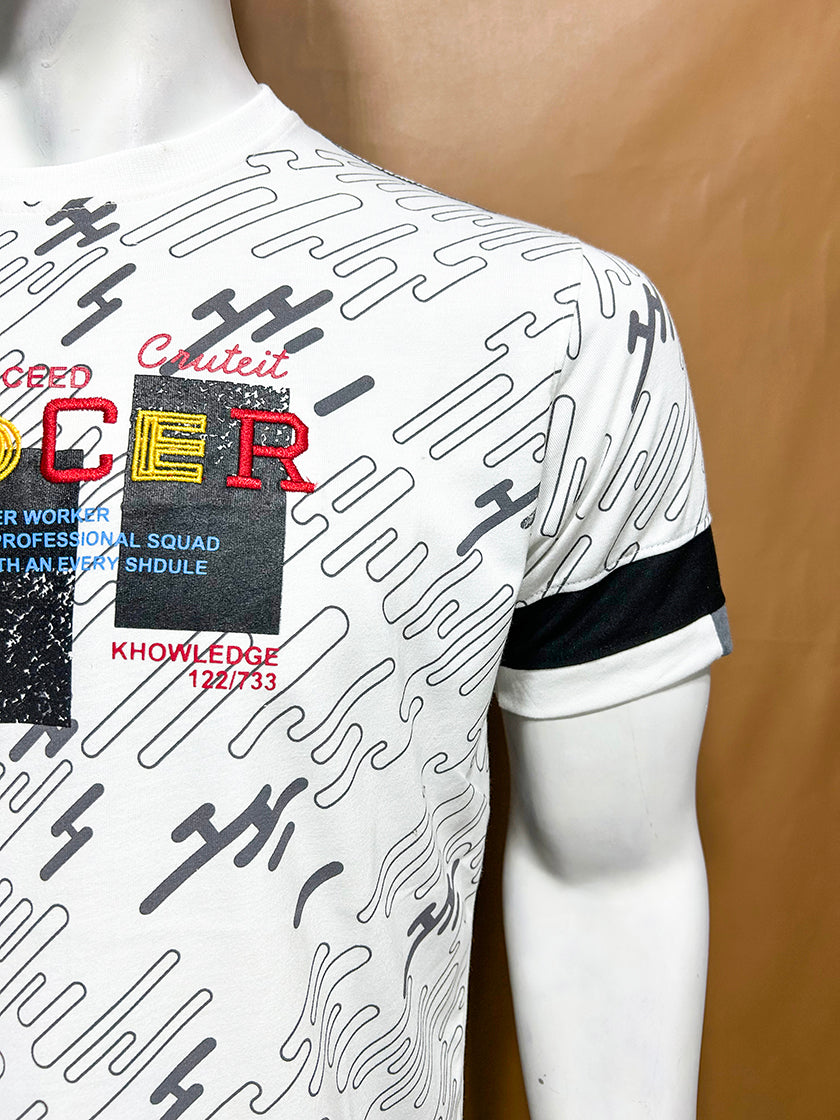 White Disocer T-Shirt For Men MTS348
