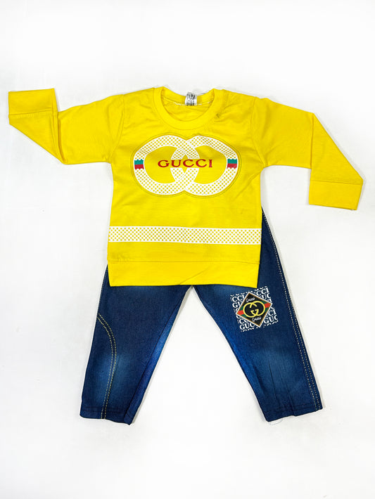 1Yr - 4Yrs Kids Suit Printed Gucci Yellow RZ BS458