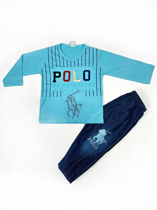1Yr - 4Yrs Kids Suit Embossed  Polo Ferozi RZ BS446