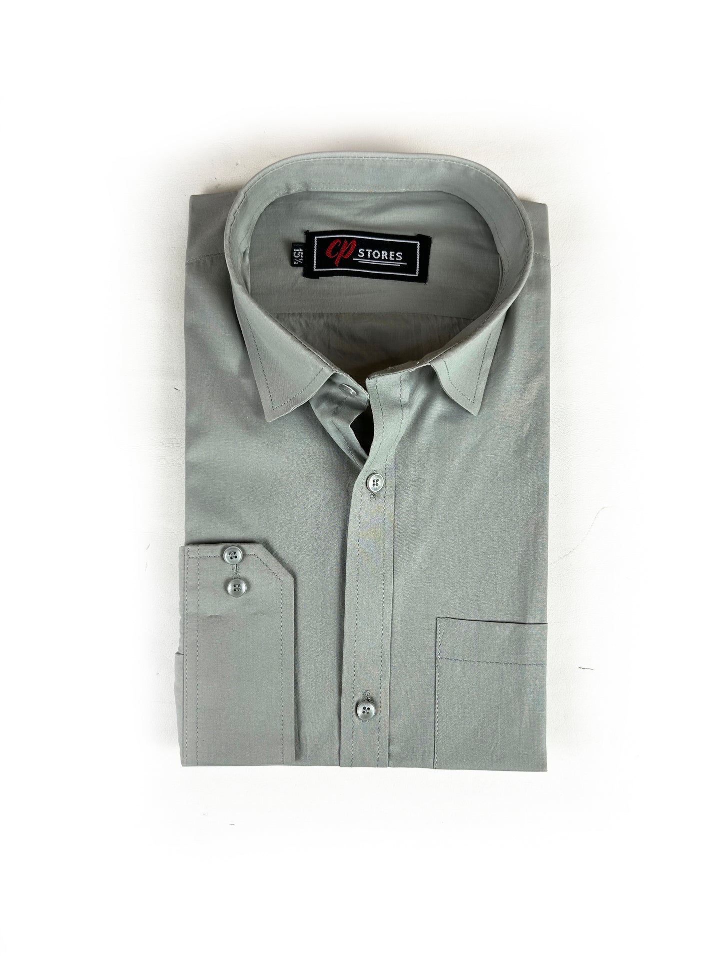 Plain Light Grey Formal Dress Shirt For Men MFS265