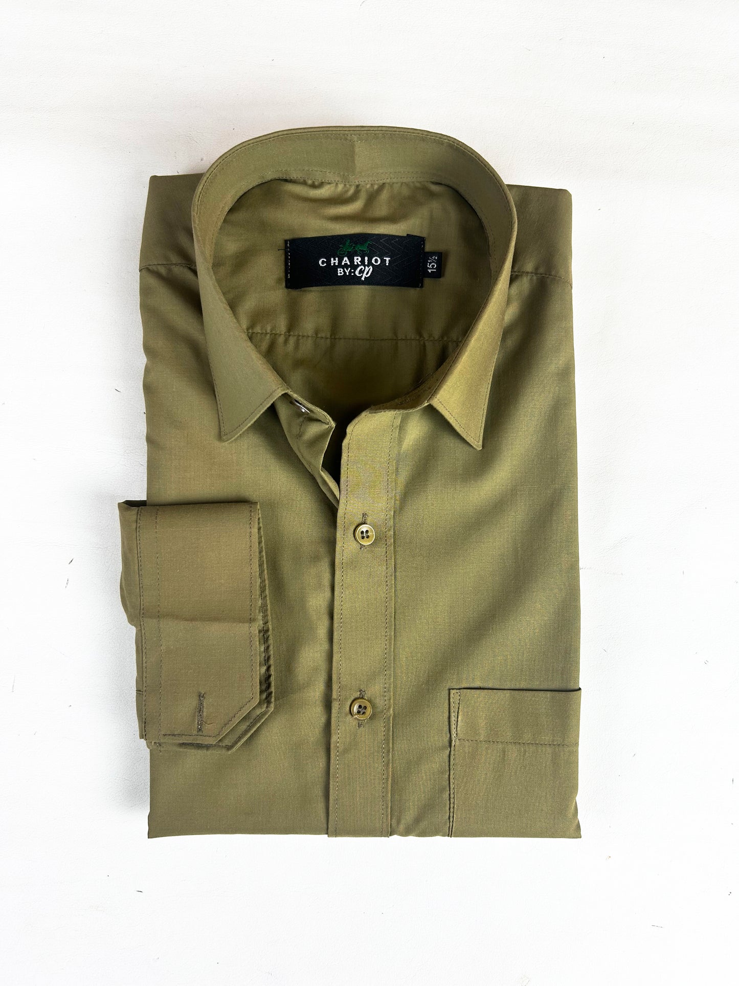 Plain Green Formal Dress Shirt For Men MFS268