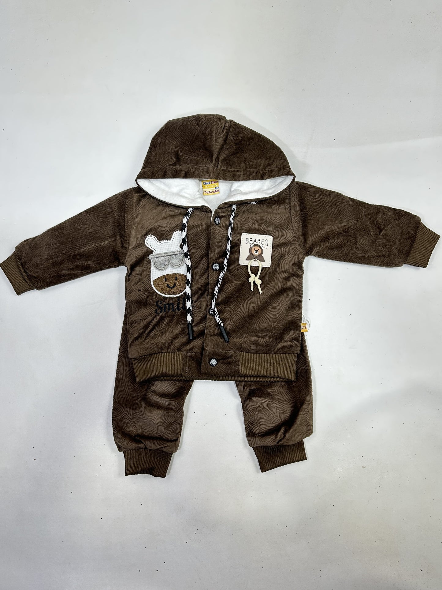 3Mth - 9Mth Dark Brown Fleece Baba Suit For Newborns AJ NBS591