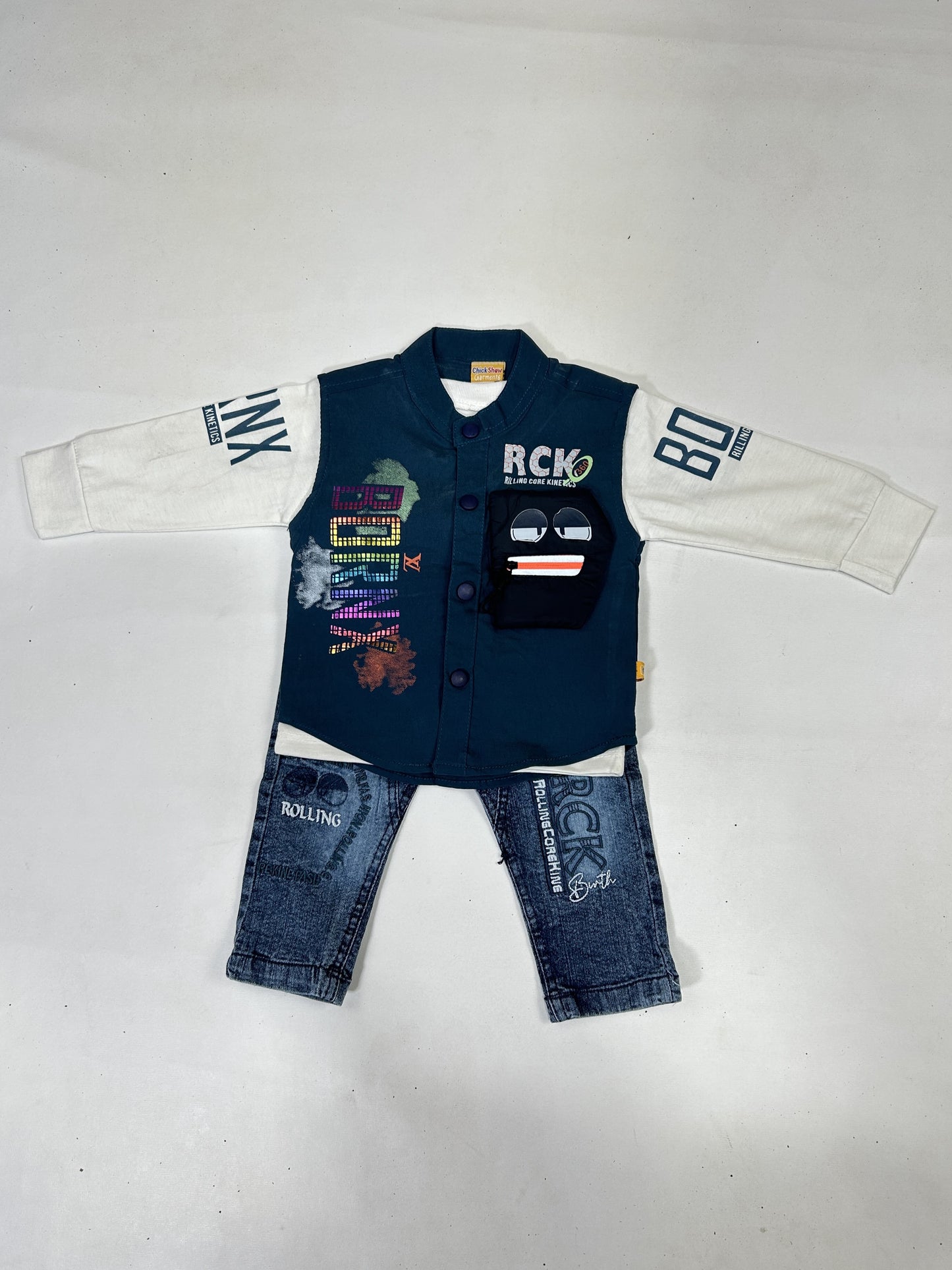 3Mth - 9Mth 3Pcs RCK Blue Baba Suit For Newborns AJ NBS577