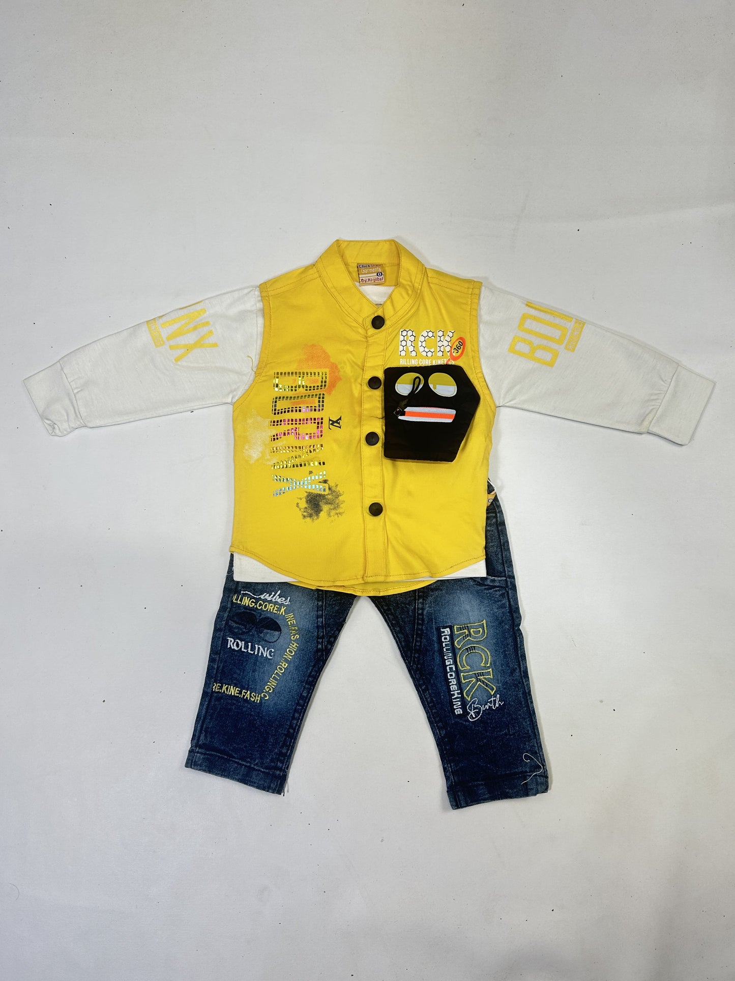 3Mth - 9Mth 3Pcs RCK Yellow Baba Suit For Newborns AJ NBS579