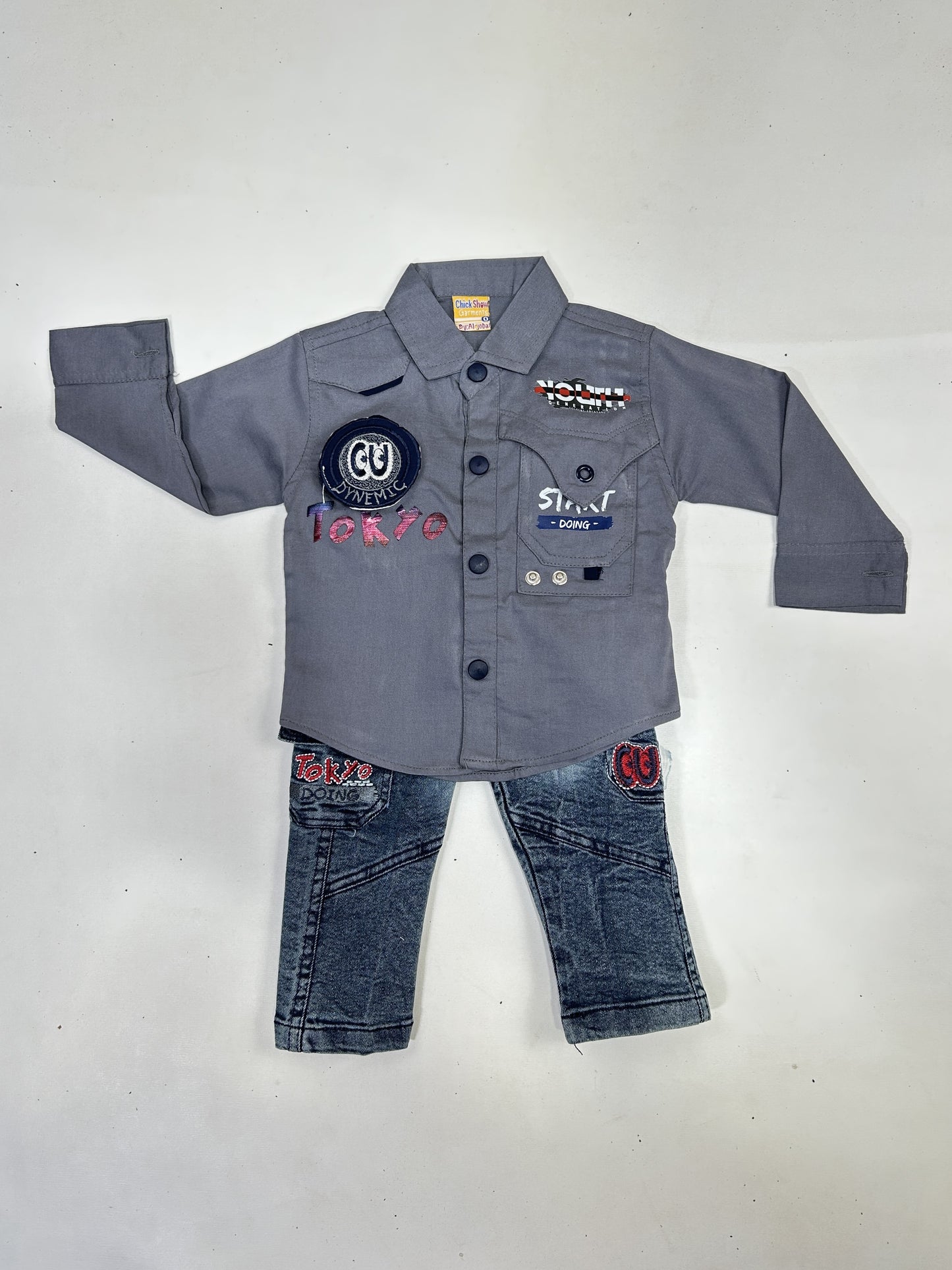 3Mth - 9Mth Tokyo Grey Baba Suit For Newborns AJ NBS580