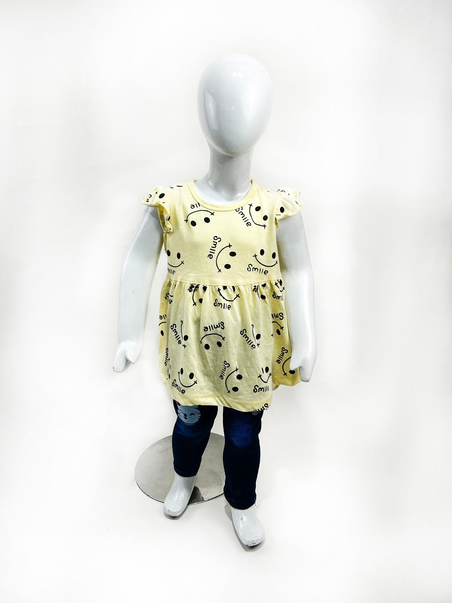 2.5Yrs - 9Yrs Light Yellow Frock For Girls GF19