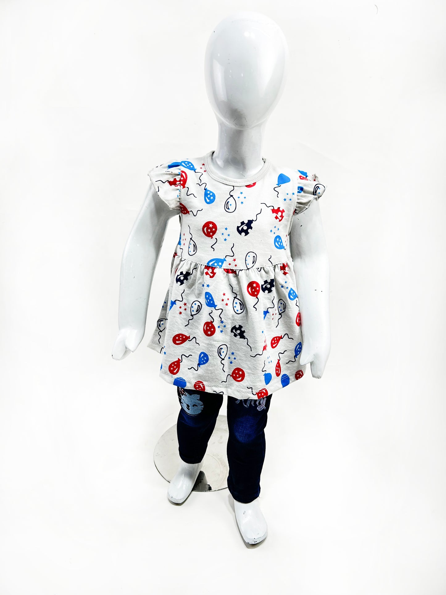 2.5Yrs - 9Yrs Light Grey Frock For Girls GF23