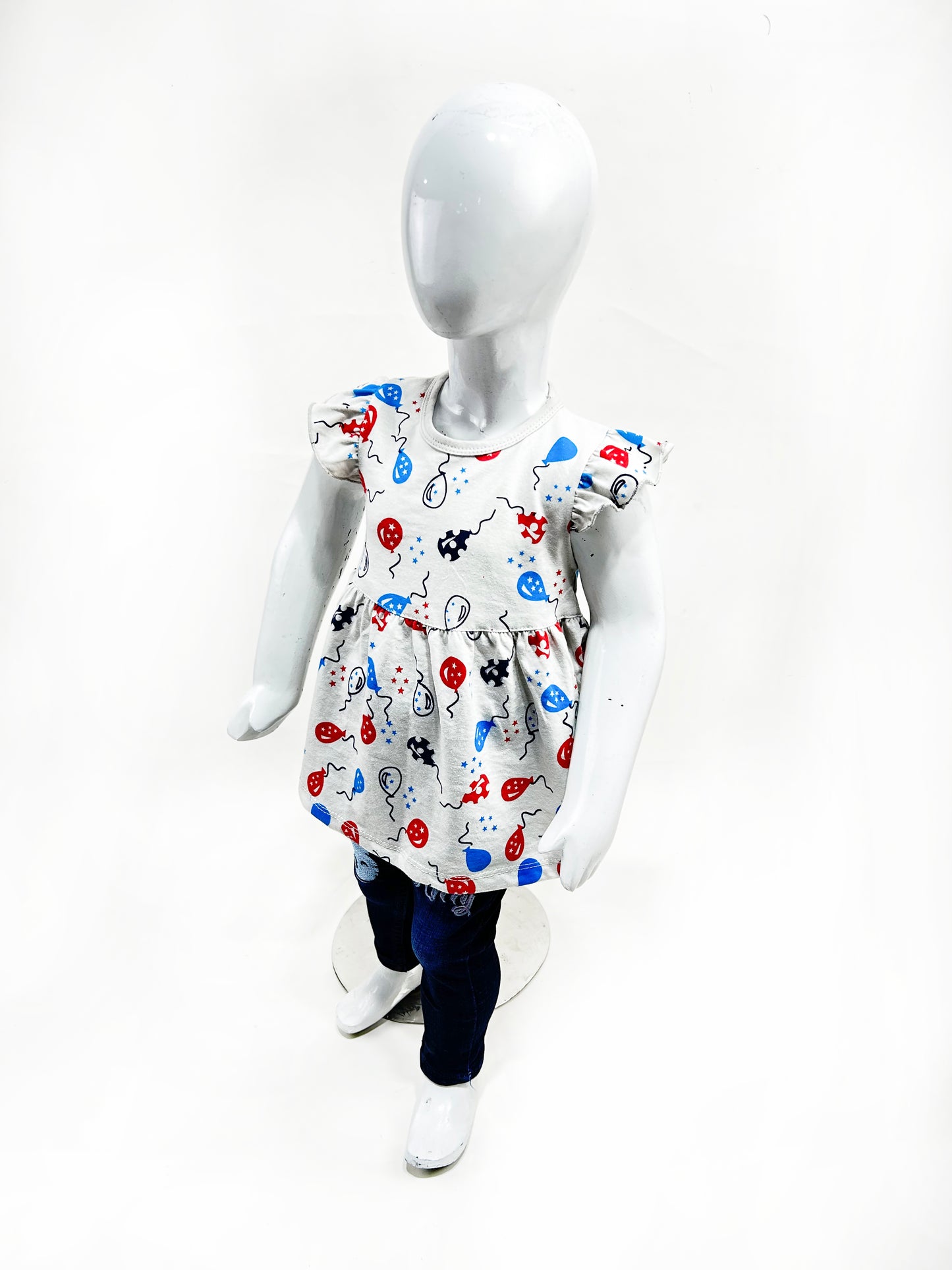 2.5Yrs - 9Yrs Light Grey Frock For Girls GF23