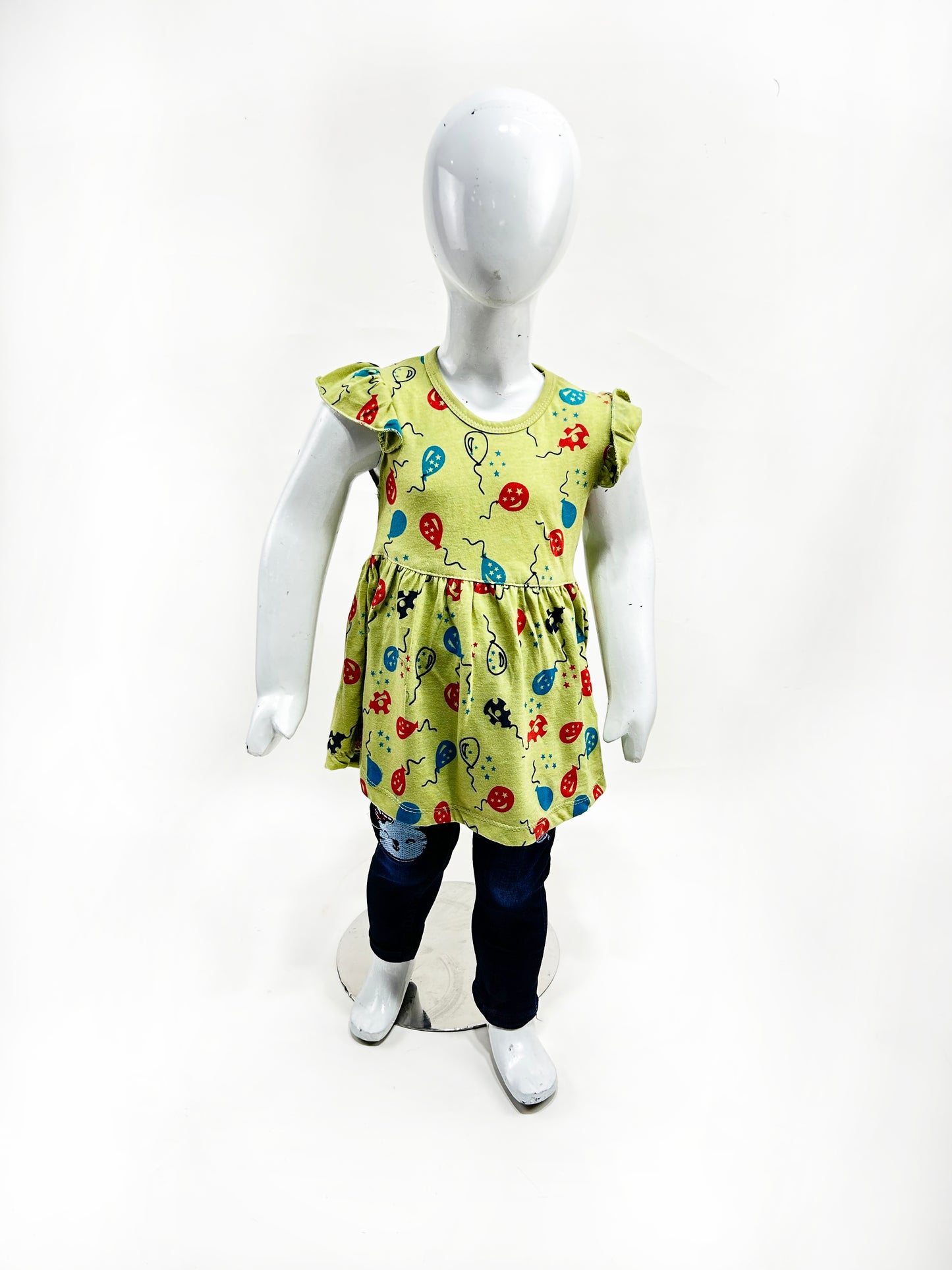2.5Yrs - 9Yrs Green Frock For Girls GF24
