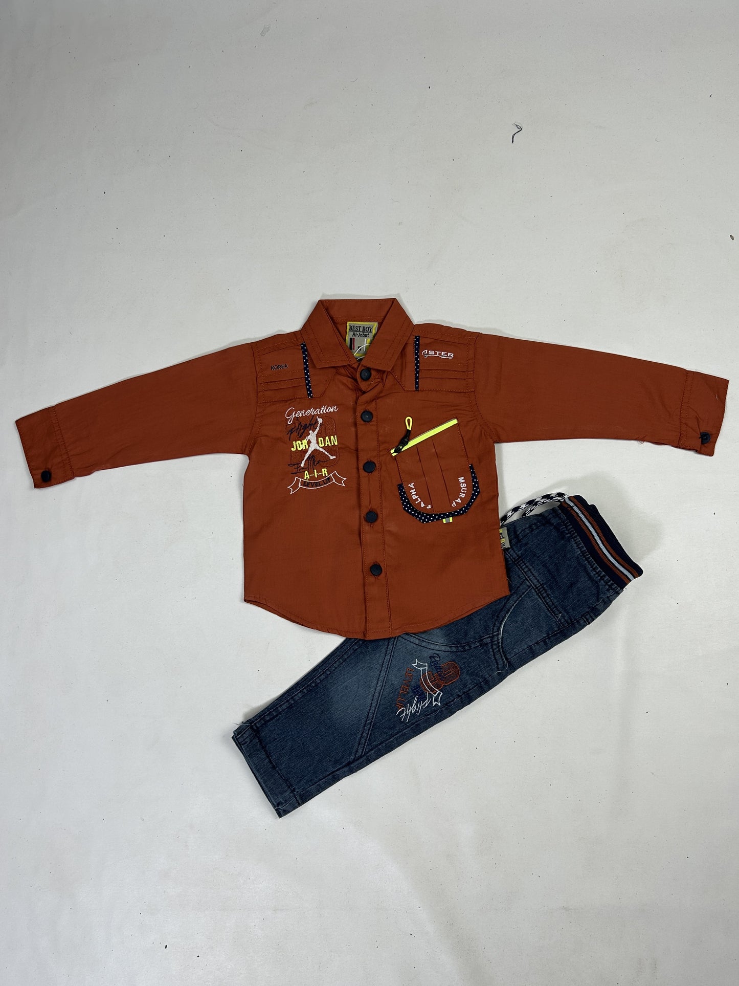 1Yr - 4Yrs Air Dark Brown Full Sleeve Suit For Kids AJ BS522