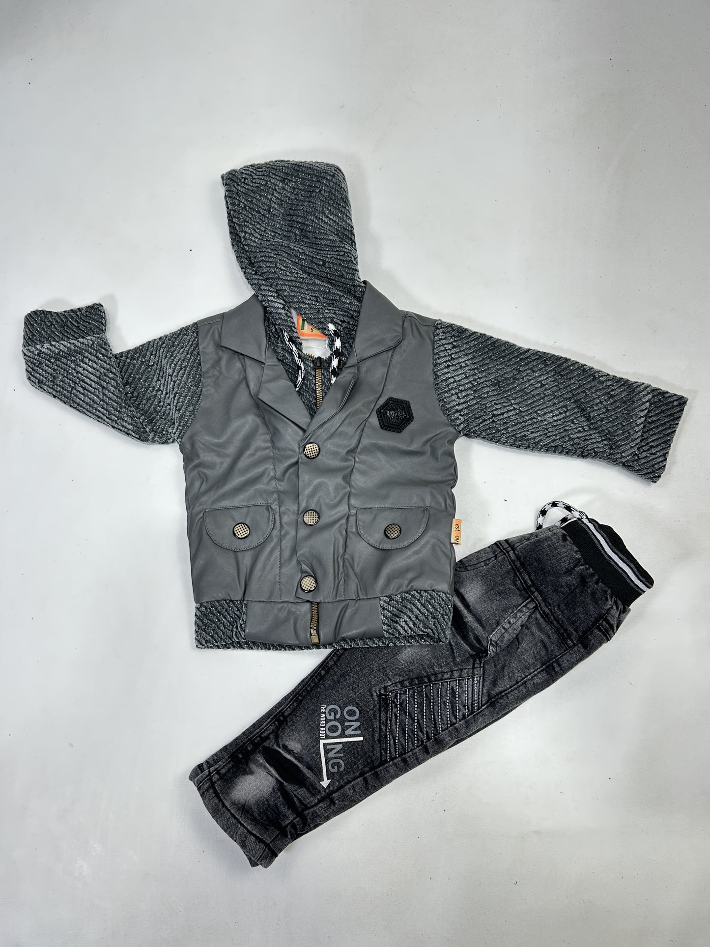 1Yr - 4Yrs Grey Jacket Suit For Kids AJ BS497