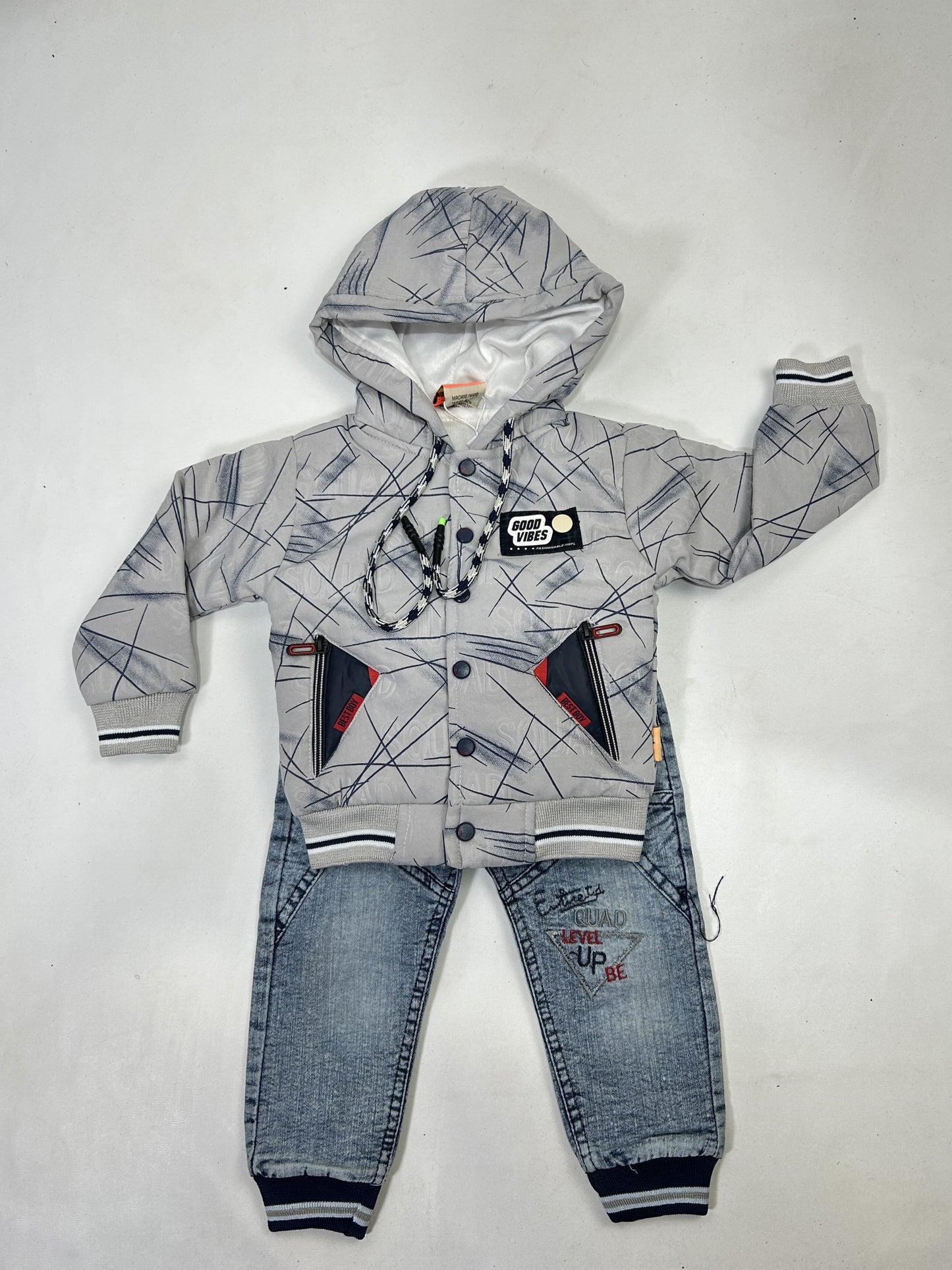 1Yr - 4Yrs Grey Jacket Suit For Kids AJ BS498