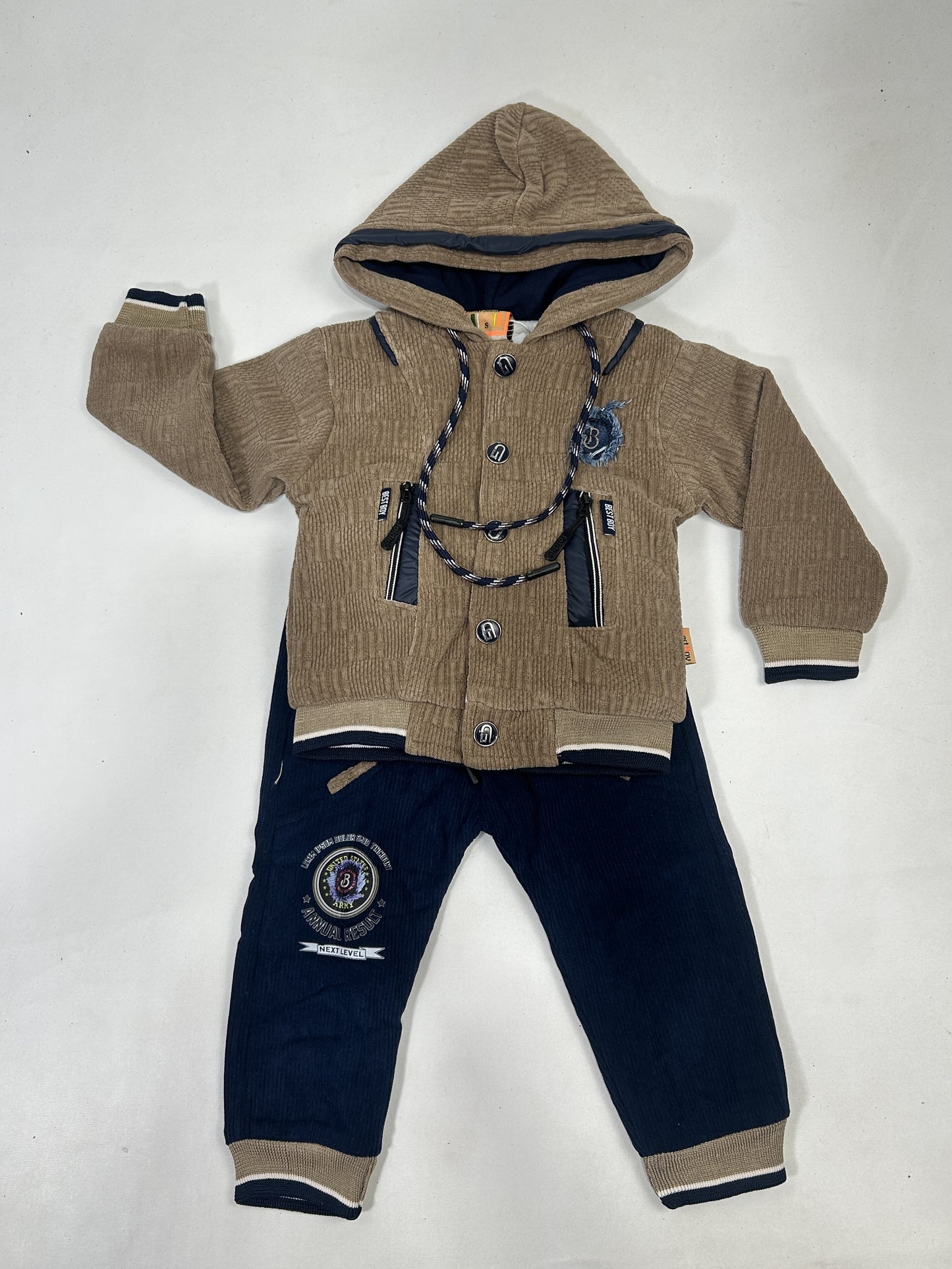 1Yr - 4Yrs Light Brown Fleece Suit For Kids AJ BS500