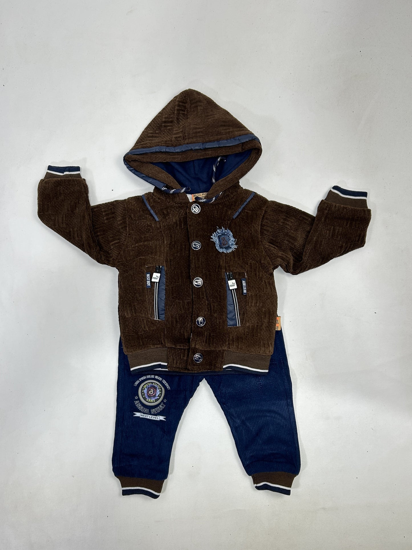 1Yr - 4Yrs Dark Brown Fleece Suit For Kids AJ BS501