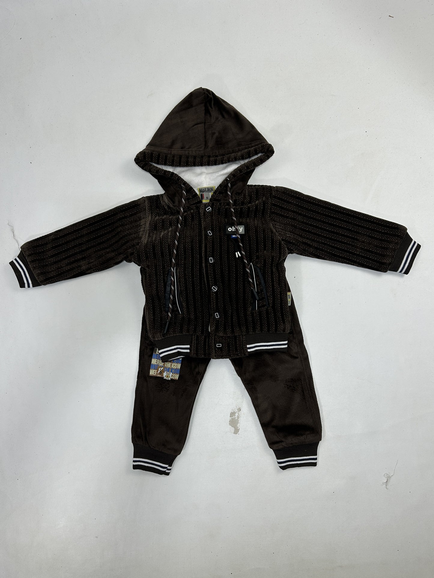 1Yr - 4Yrs Dark Brown Fleece Suit For Kids AJ BS503