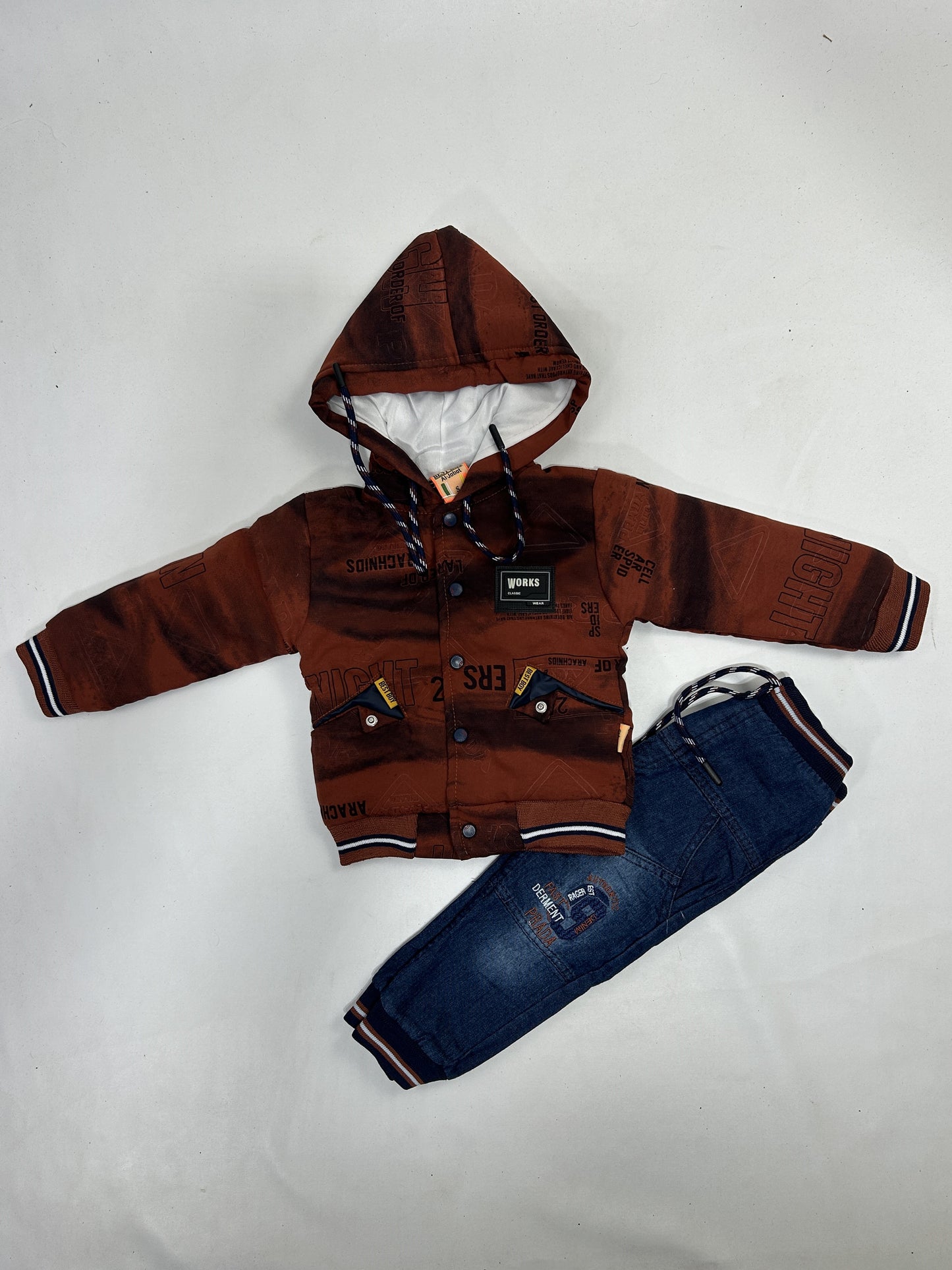 1Yr - 4Yrs Wood Brown Fleece Suit For Kids AJ BS504