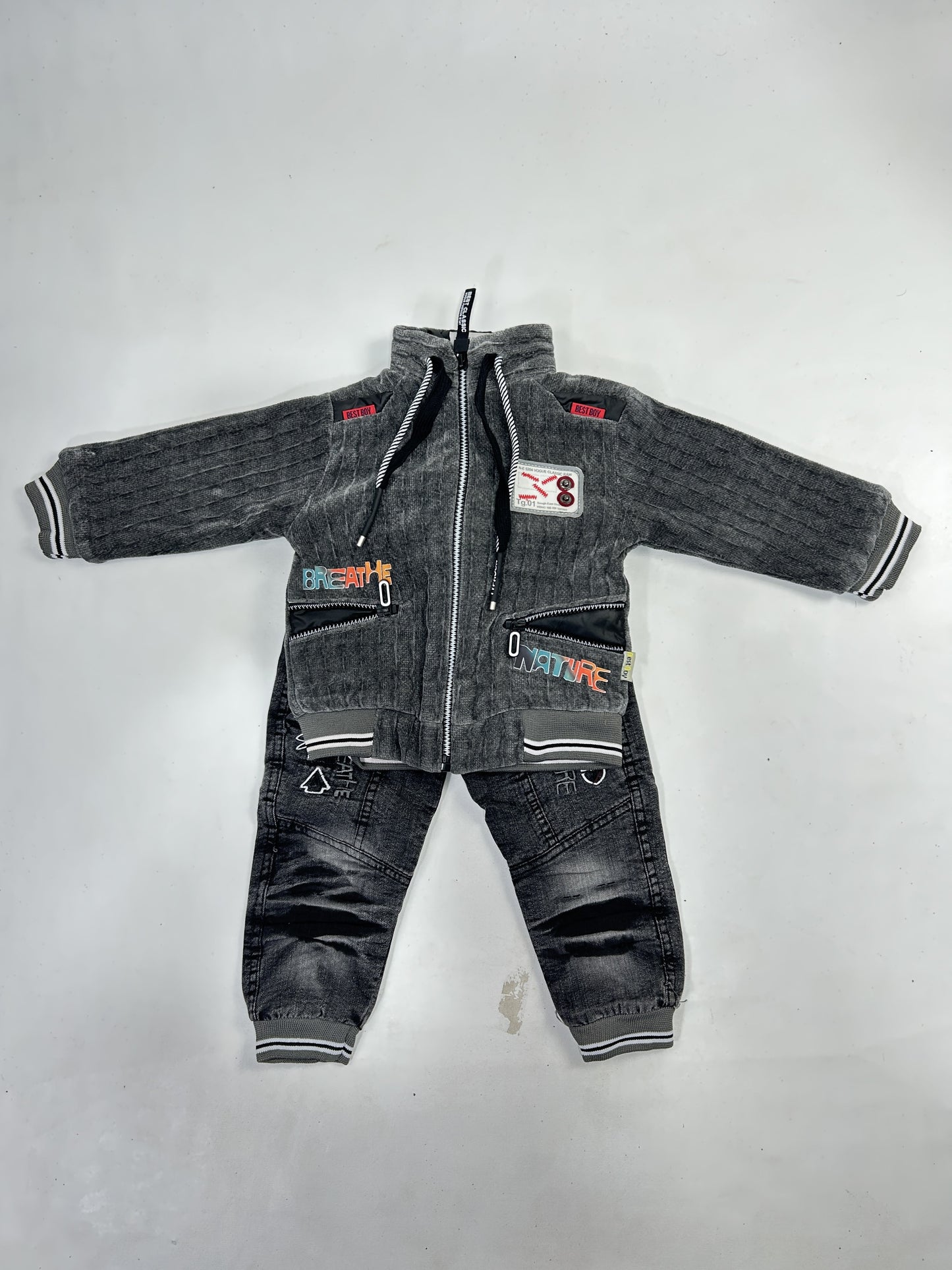 1Yr - 4Yrs Grey Fleece Suit For Kids AJ BS508