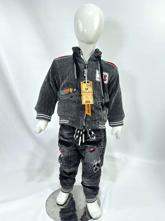 1Yr - 4Yrs Grey Fleece Suit For Kids AJ BS508