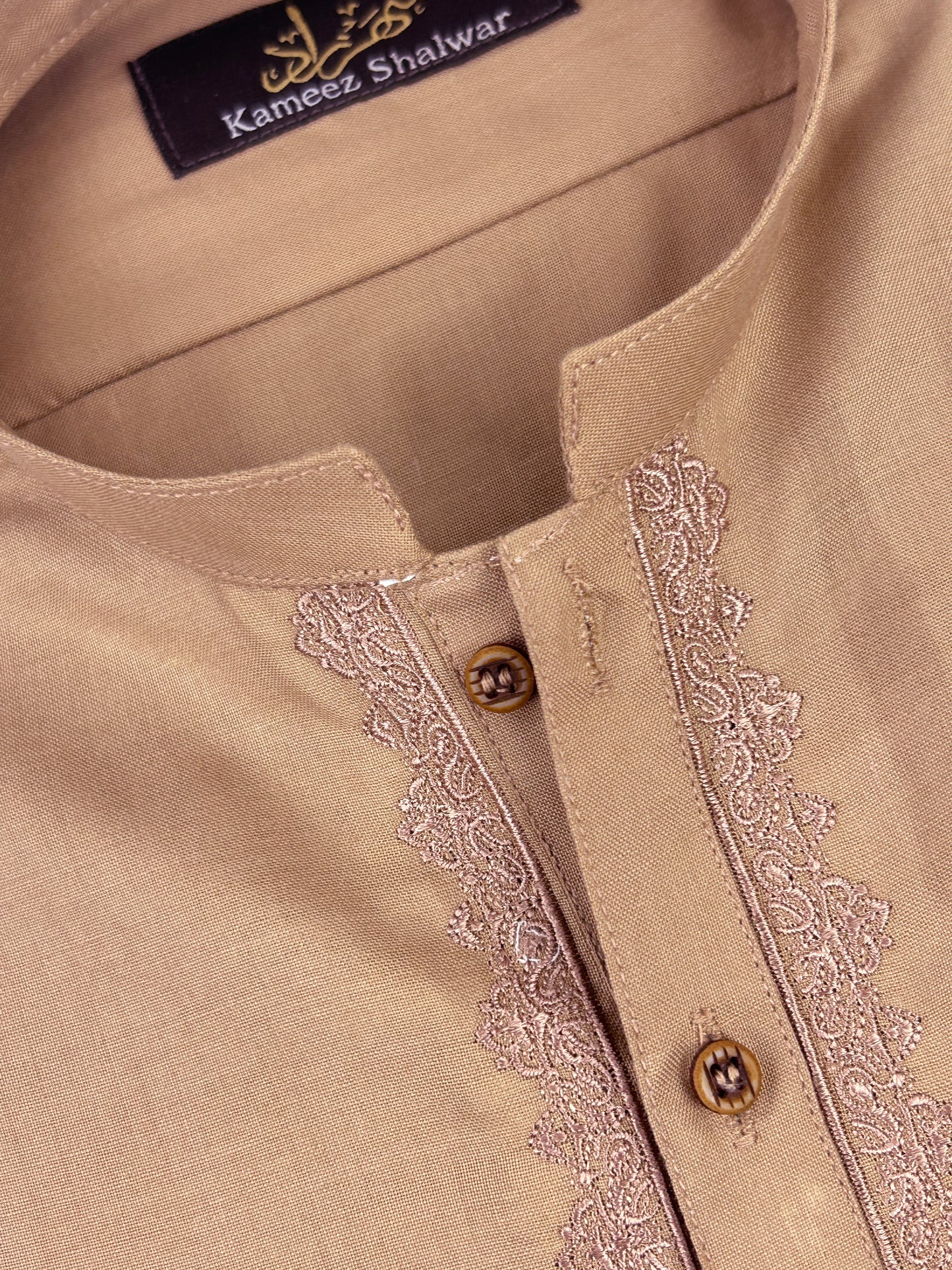 772- 07 Light Brown Stitched Suit Kameez Shalwar For Men MSK212