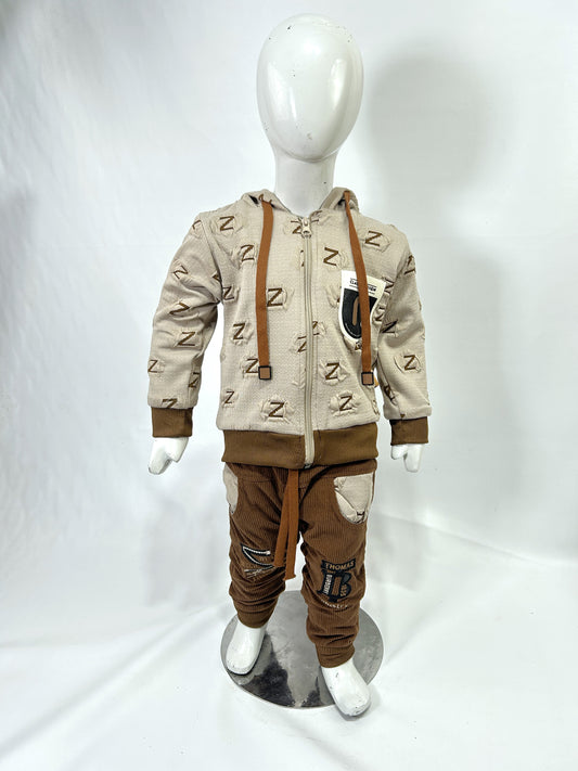 1Yr - 4Yrs Brown Fleece Suit For Kids AJ BS506