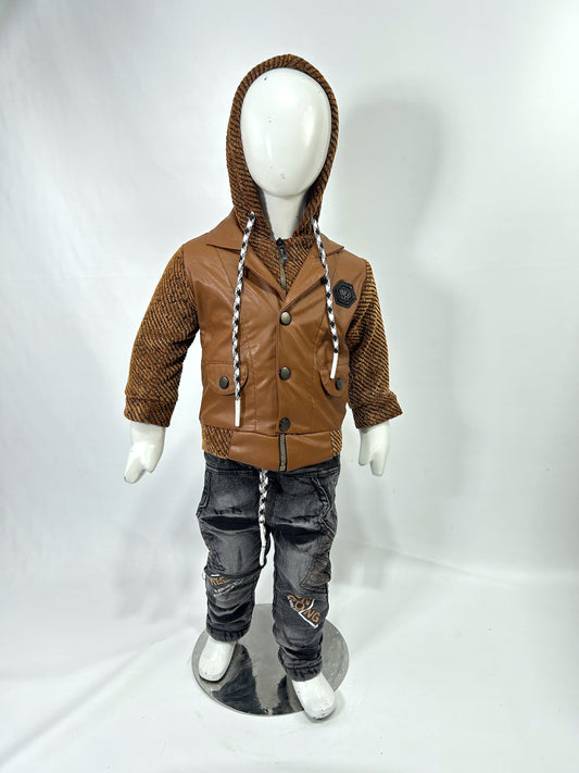 1Yr - 4Yrs Brown Jacket Suit For Kids AJ BS496