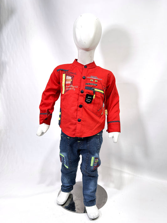 1Yr - 4Yrs Core Red Full Sleeve Suit For Kids AJ BS526